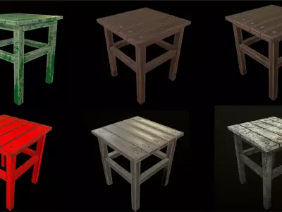 Stool trees low poly 6 texture options and high poly Low-poly 3D model
