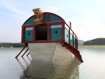 Geobukseon- Turtle ship- Korean armored battleship Low-poly 3D model