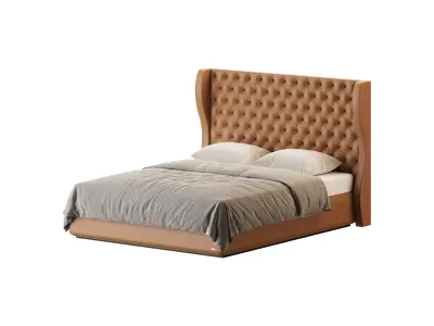 Quilting Upholstered Bed With Storage 3D model