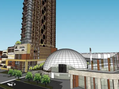 shopping mall roof top landscape 3D model