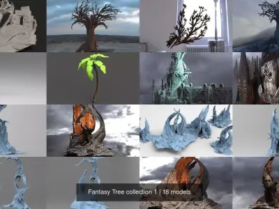 Fantasy Tree collection 1 3D Model Pack