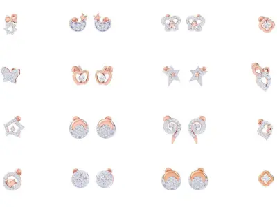30 Ultra Light wt Diamond studs 3dm renders model  3D Model Pack