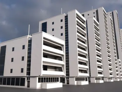 Residential Buildings Set upgrade for a use in Blender 2-91 Low-poly 3D model