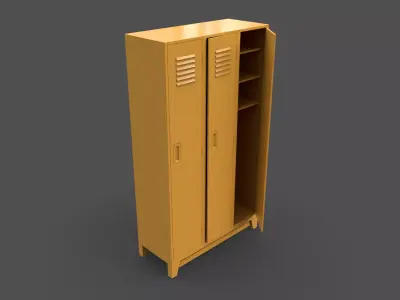 PBR School Gym Locker 08 - Yellow Low-poly 3D model