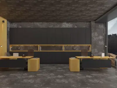 3D Modern Office Interior Design  Low-poly 3D model