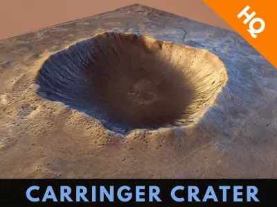 Barringer Crater Meteorite Crater Desert Dunes Rocks Terrain  Low-poly 3D model