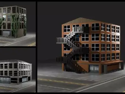 City Buildings Bundle Collection Low-poly 3D model