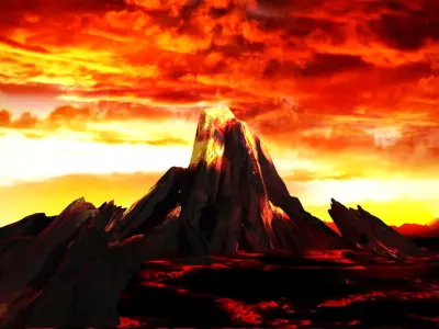 Volcano with Summer Volcano with  3D model