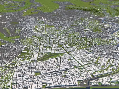 Nice France 50x50km 3D City Map 3D model