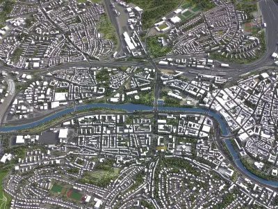 Saarbrucken - 3D City Model Low-poly 3D model