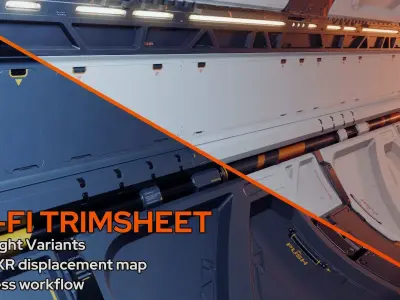 Sci-fi trim sheet 3D model order