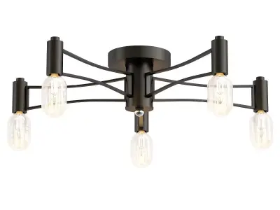 potolochnaya-1523-5u five light ceiling fixture in antique br... 3D model