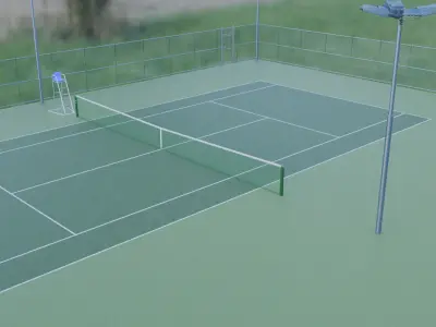 Two tennis courts 3D model
