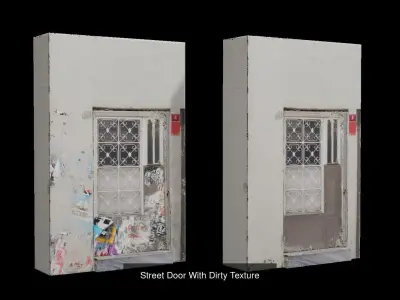 9 Street Doors Clean And Dirty Textures 3D Model Pack