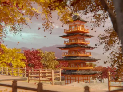 Arakurayama Sengen Park Autumn Version 3D model