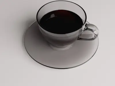 Realistic Cup of coffee on saucer Low-poly 3D model