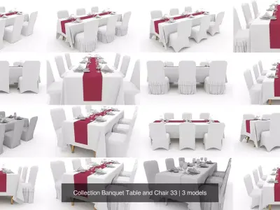Collection Banquet Table and Chair 33 3D Model Pack