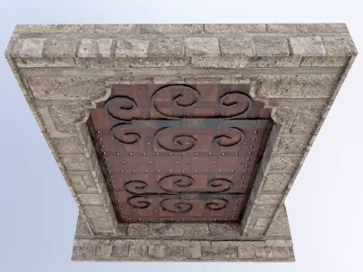 Medieval Roman Door Low-poly 3D model
