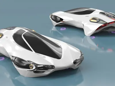  Futuristic Urban Flying Vehicle White 
