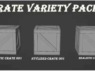 Wooden Crate Variety Pack Low-poly 3D model