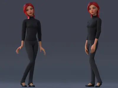Violet Cartoon character  Low-poly 3D model