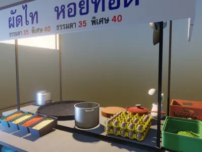 Padthai-Street-Shop food cart 3D model