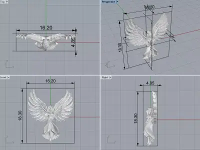angel with spread krill 3D print model