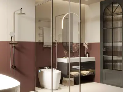 Modern French style bathroom 3D model 3D model