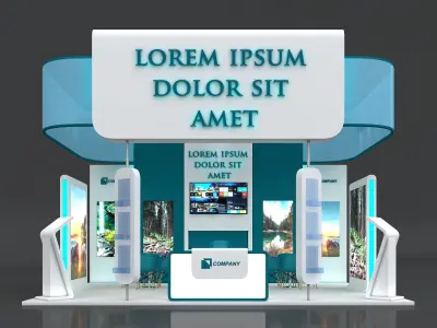 Exhibition Stand Booth Stall 5x5m Height 500cm 3 Side Open 3D model