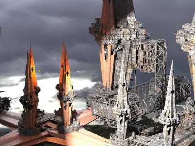 Sci fi Core Magma crystal Shard Rocks Tide Kit bash 1 3D model