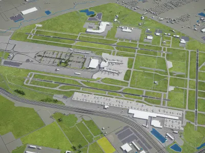 Indianapolis - International Airport - IND Low-poly 3D model