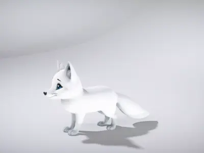 Colorful Arctic Fox Character Low-poly 3D model