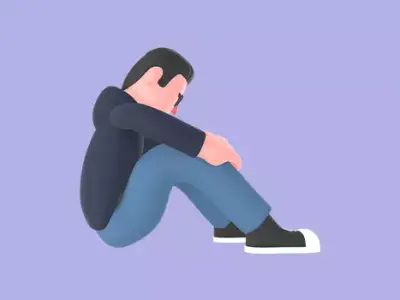 Stylized 3D Emotional Male Programmer Cartoon - Sitting on Floor 3D model