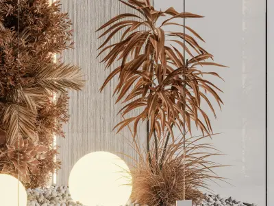 Wooden planks and vertical garden 12 autumn 3D model