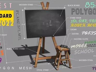 Blackboard easel with 3D model