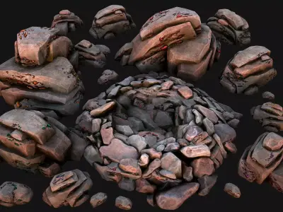 Gems Minerals Gemstone Mine Resource Pack Low-poly 3D model