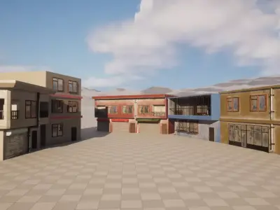 Small Town Buildings 3D Model Pack