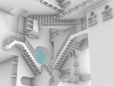 M C Escher Relativity 3D model