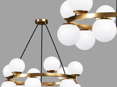 light-20 gold chandelier with balls 3D model