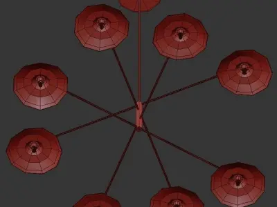 CALLA brass and glass chandelier with six clear glass shades 3D model