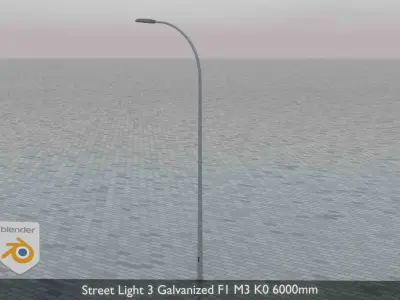 Street Light 3 Galvanized F1 M3 K0 6000mm Low-poly 3D model