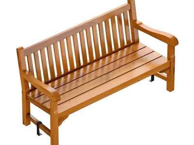 Wooden garden bench park bench 3D model