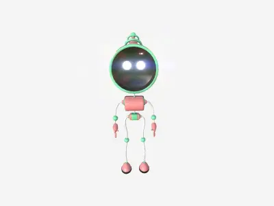 Cute Robot D04 Pink Green - SciFi Character Design Low-poly 3D model