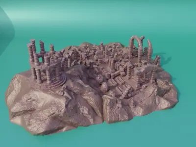 90 Ancient Ruin Scatter Pack  Tabletop Terrain 28 mm 3D print model