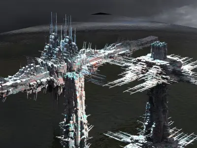 4 Space station exteriors 3D model