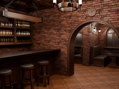 Cosy bar Low-poly 3D model