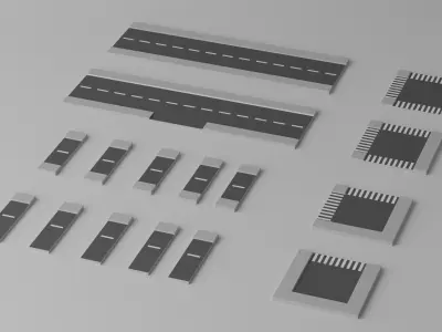 Cartoon Road Pack Collection 3D model