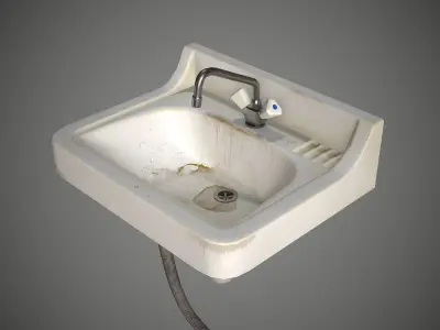 Sink Retro Old Low-poly 3D model