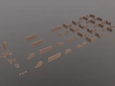 Modular Wall Pack 36 piece Low-poly 3D model