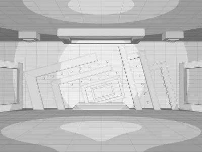 colorful virtual set  Low-poly 3D model